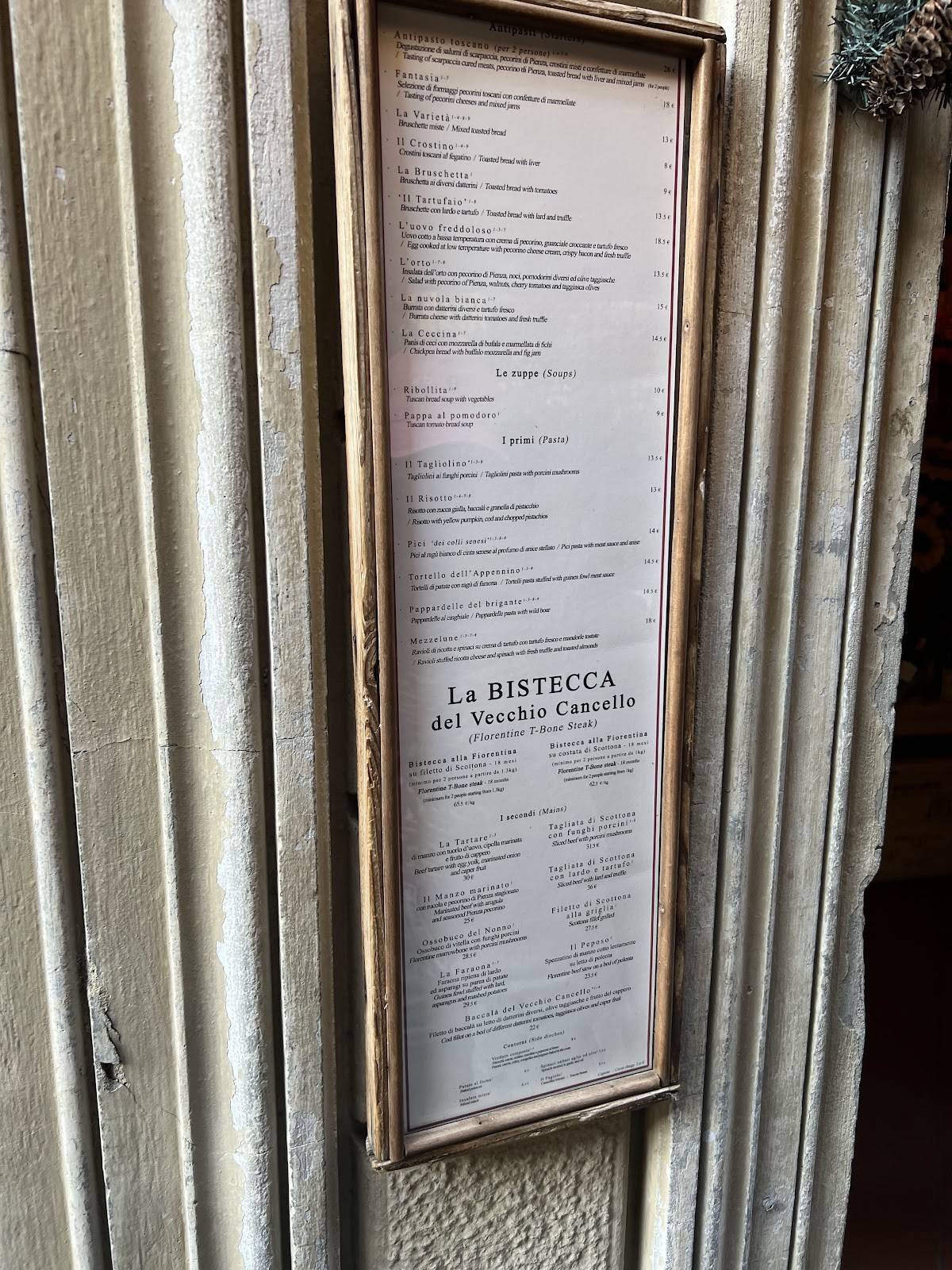 Menu di Osteria Vecchio Cancello