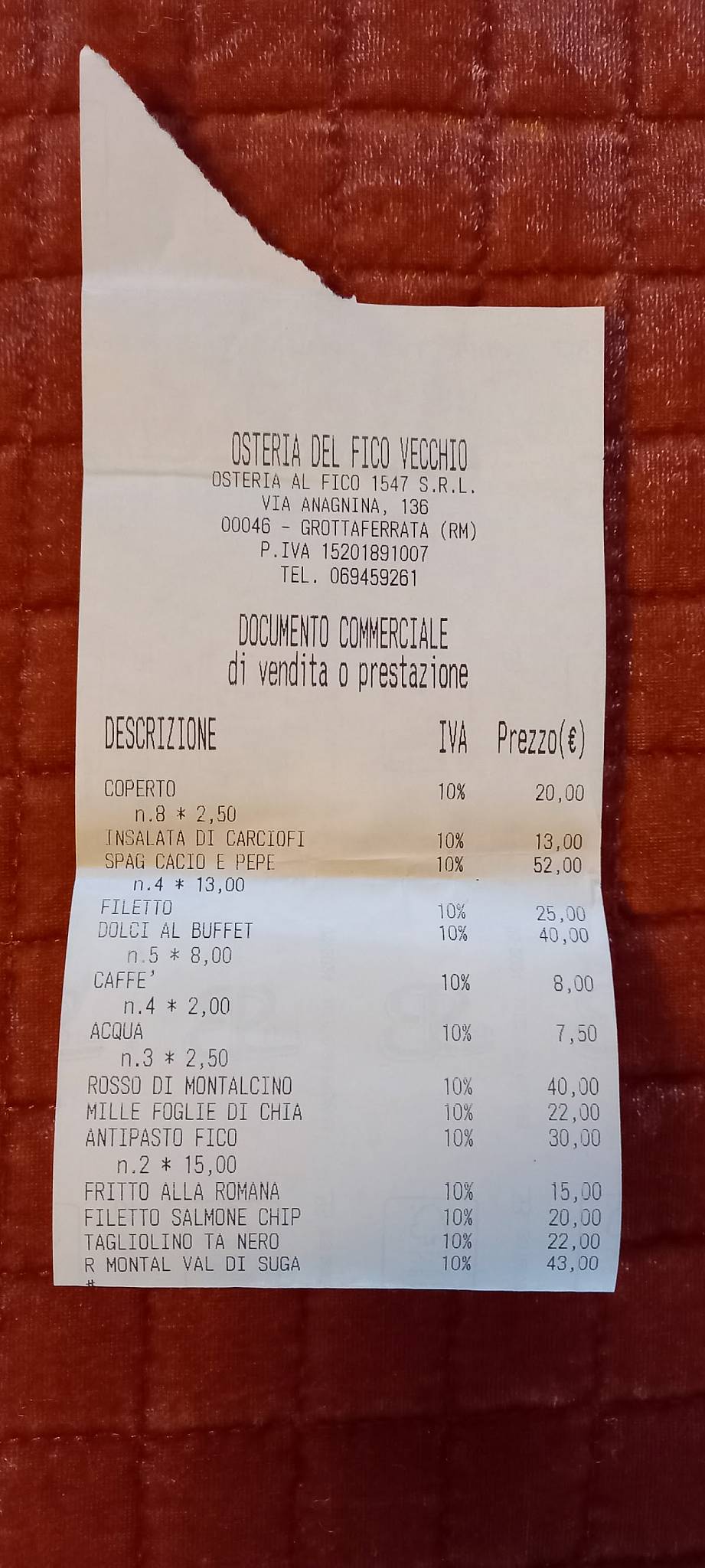 Menu di Osteria del Fico Vecchio 