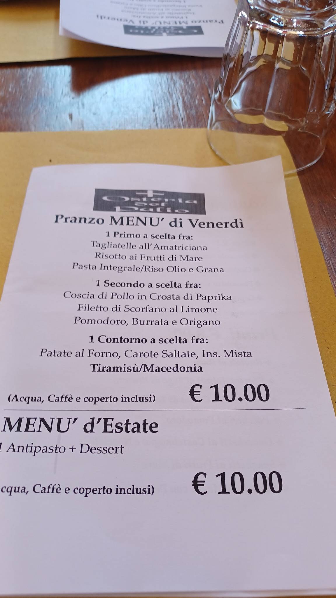 Menu di Osteria del Palio 