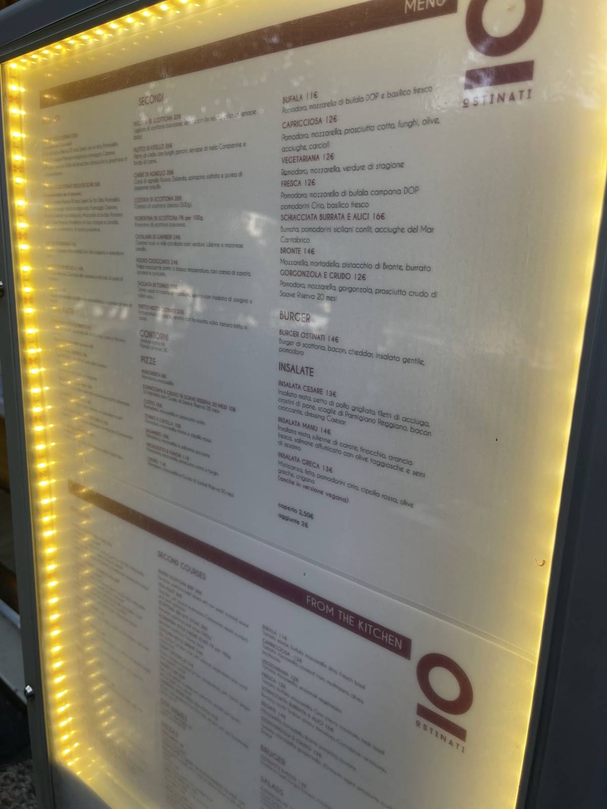 Menu di Ostinati Verona 