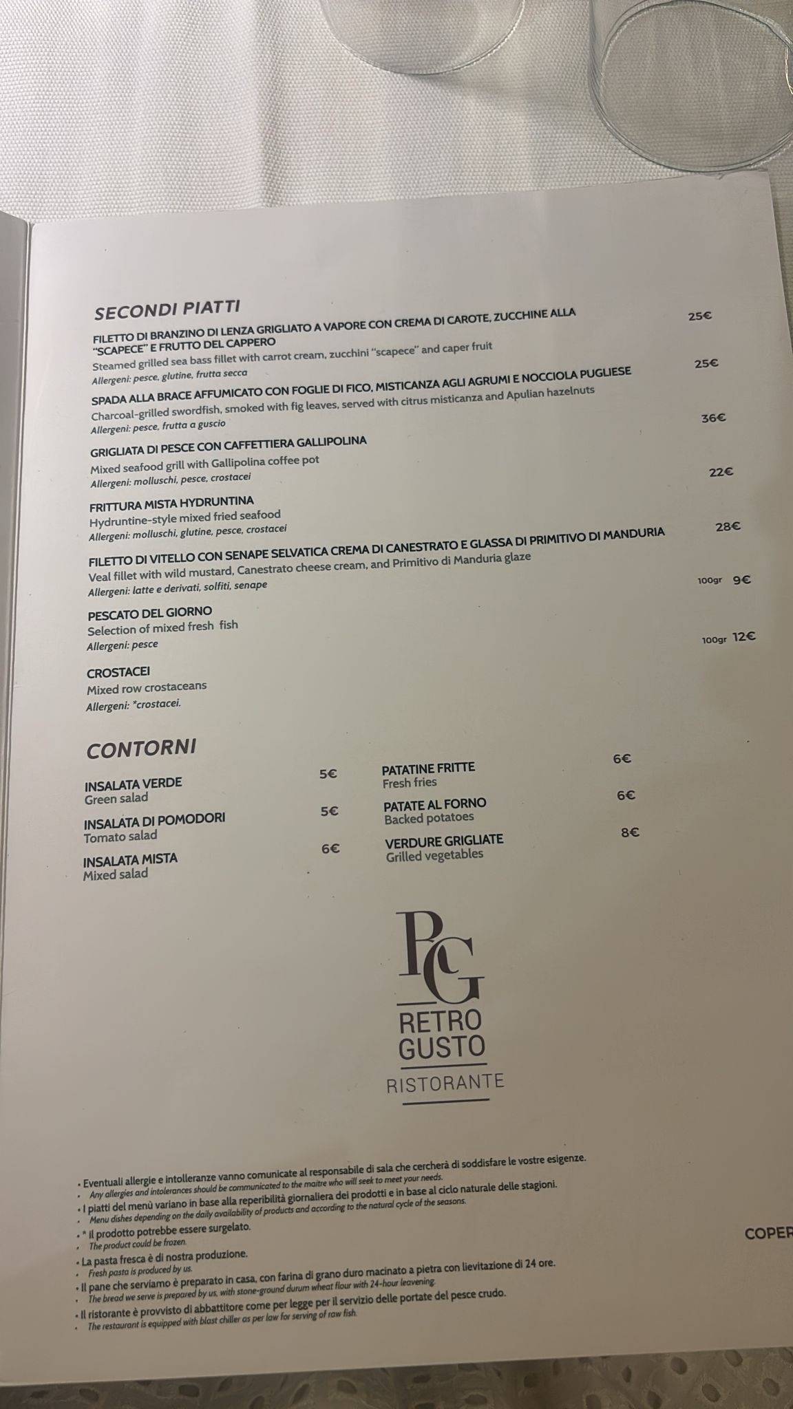 Menu di Retro Gusto 