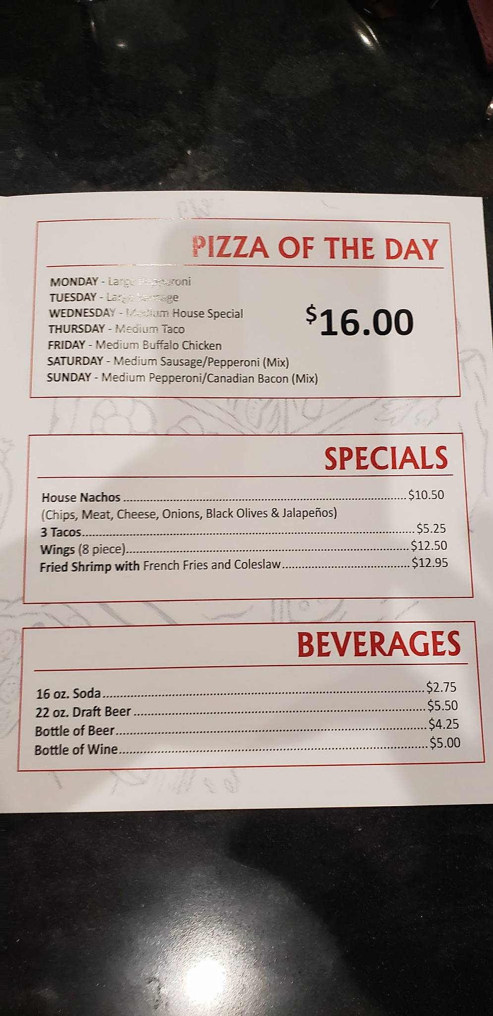 Menu at Oyster Bay pub & bar, Deadwood, 626 Main St