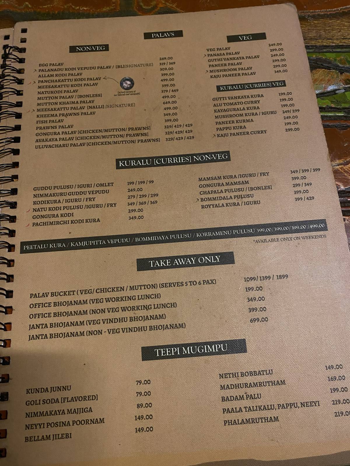 PALLE VINDU (KPHB) menu