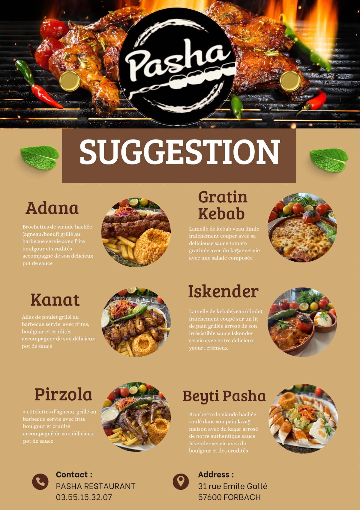 Menu de PASHA Restaurant