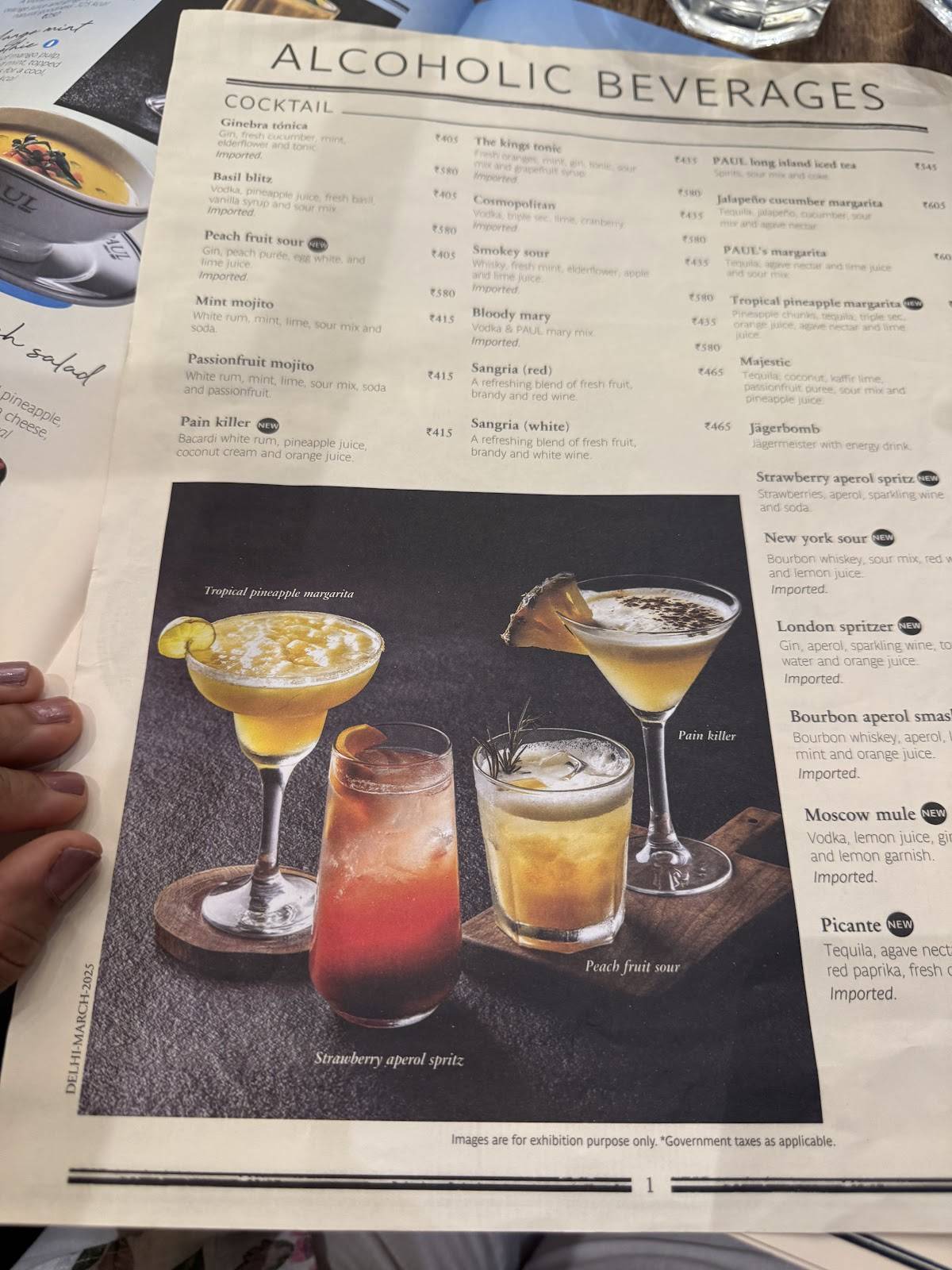 PAUL menu