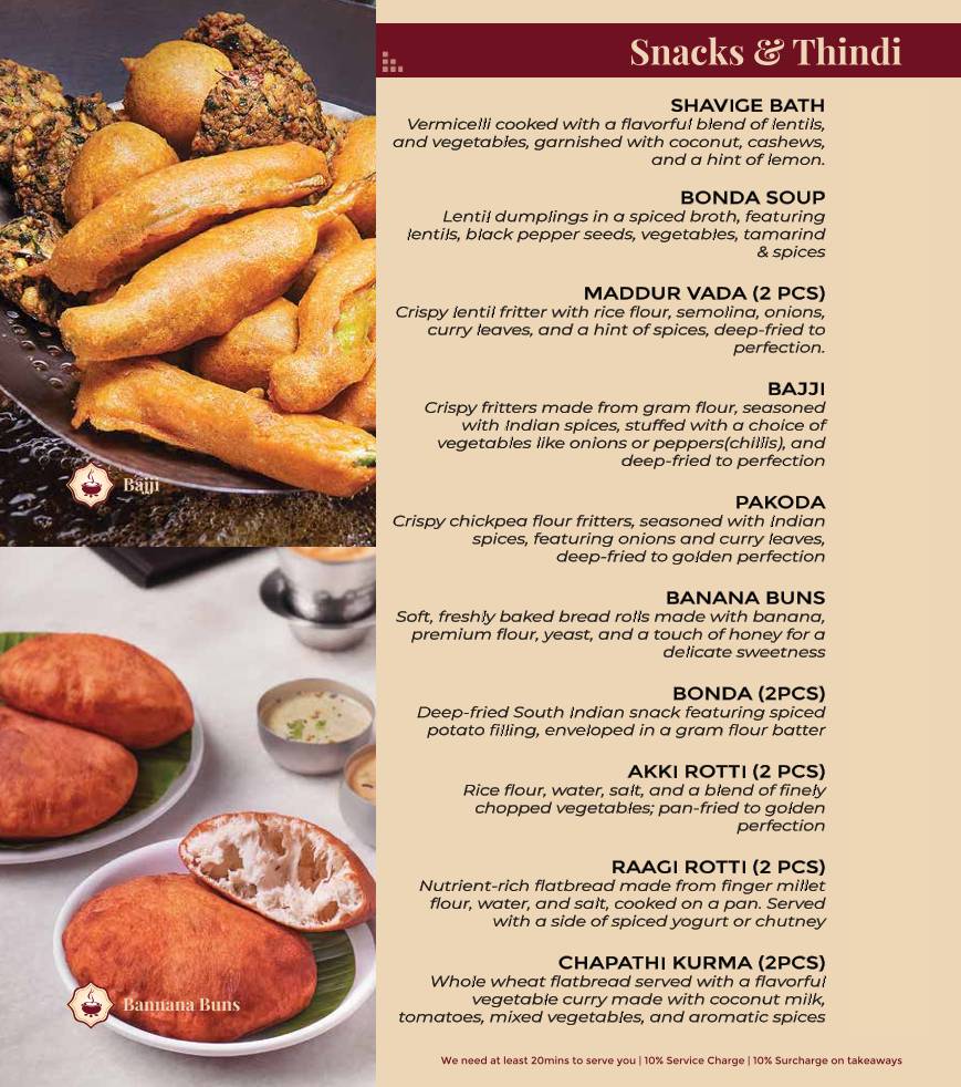 Paakashala @ Dickenson Road Veg Restaurants in Dickenson Road menu