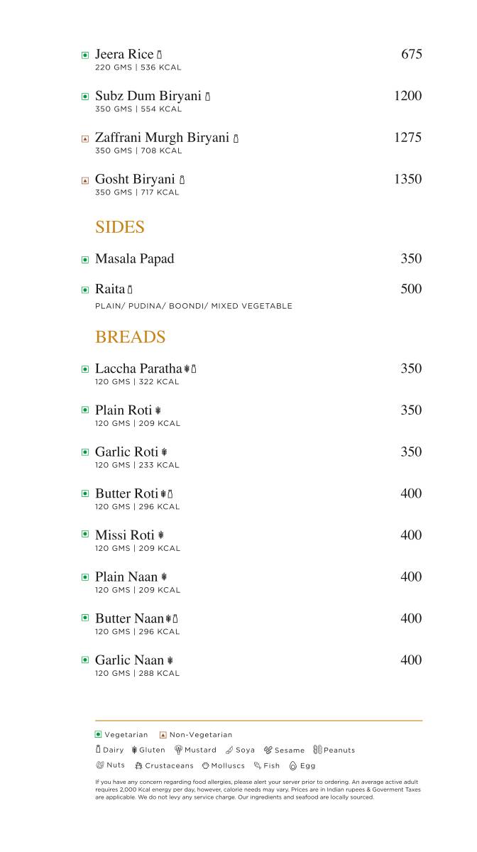Paasha menu