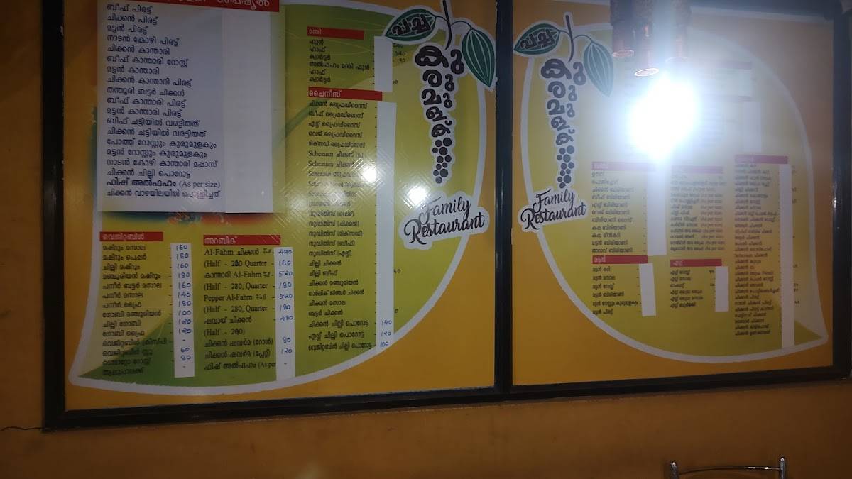 Pachakurumulaku menu
