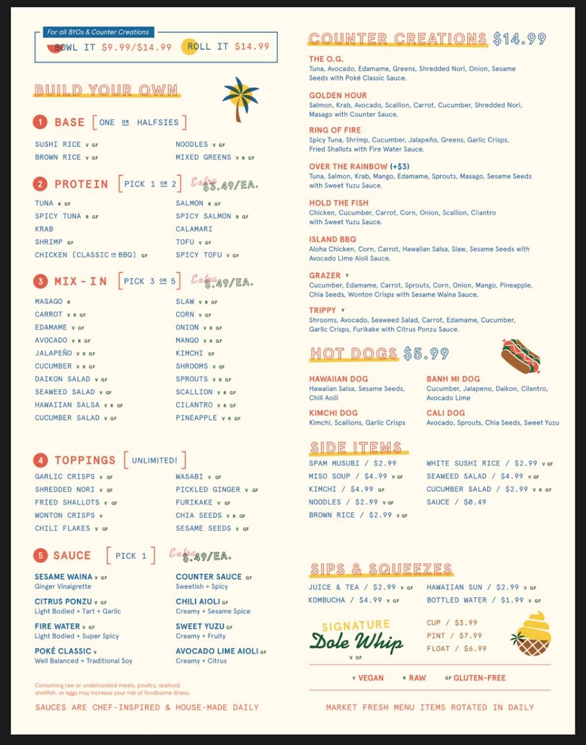 Menu at Pacific Counter - Downtown Tampa pub & bar, Tampa