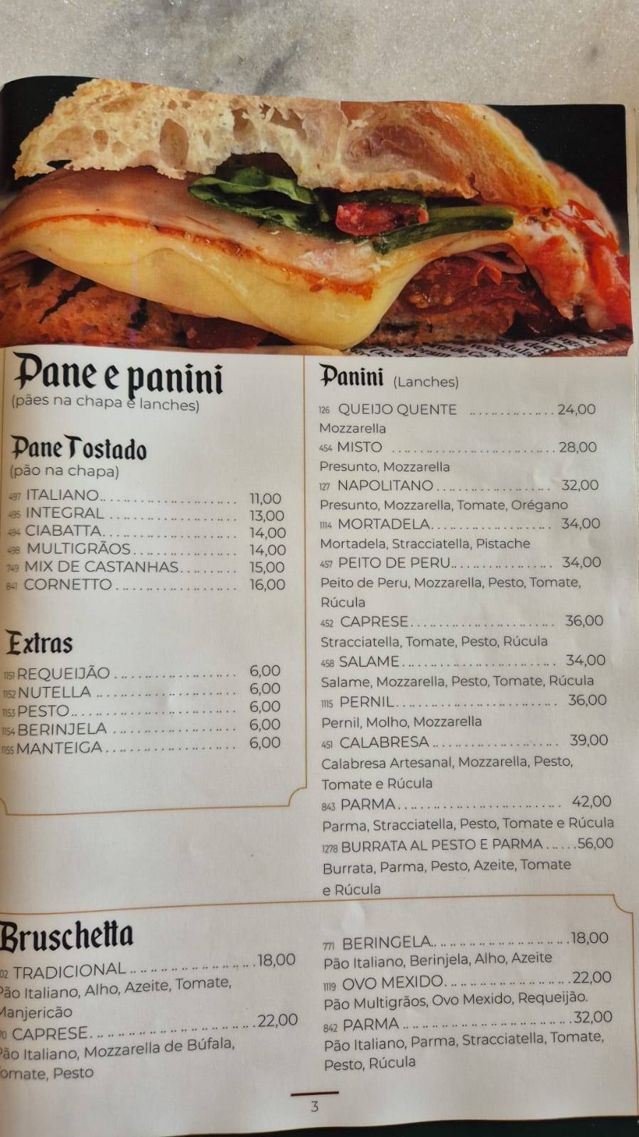 Padaria Carillo cardápio