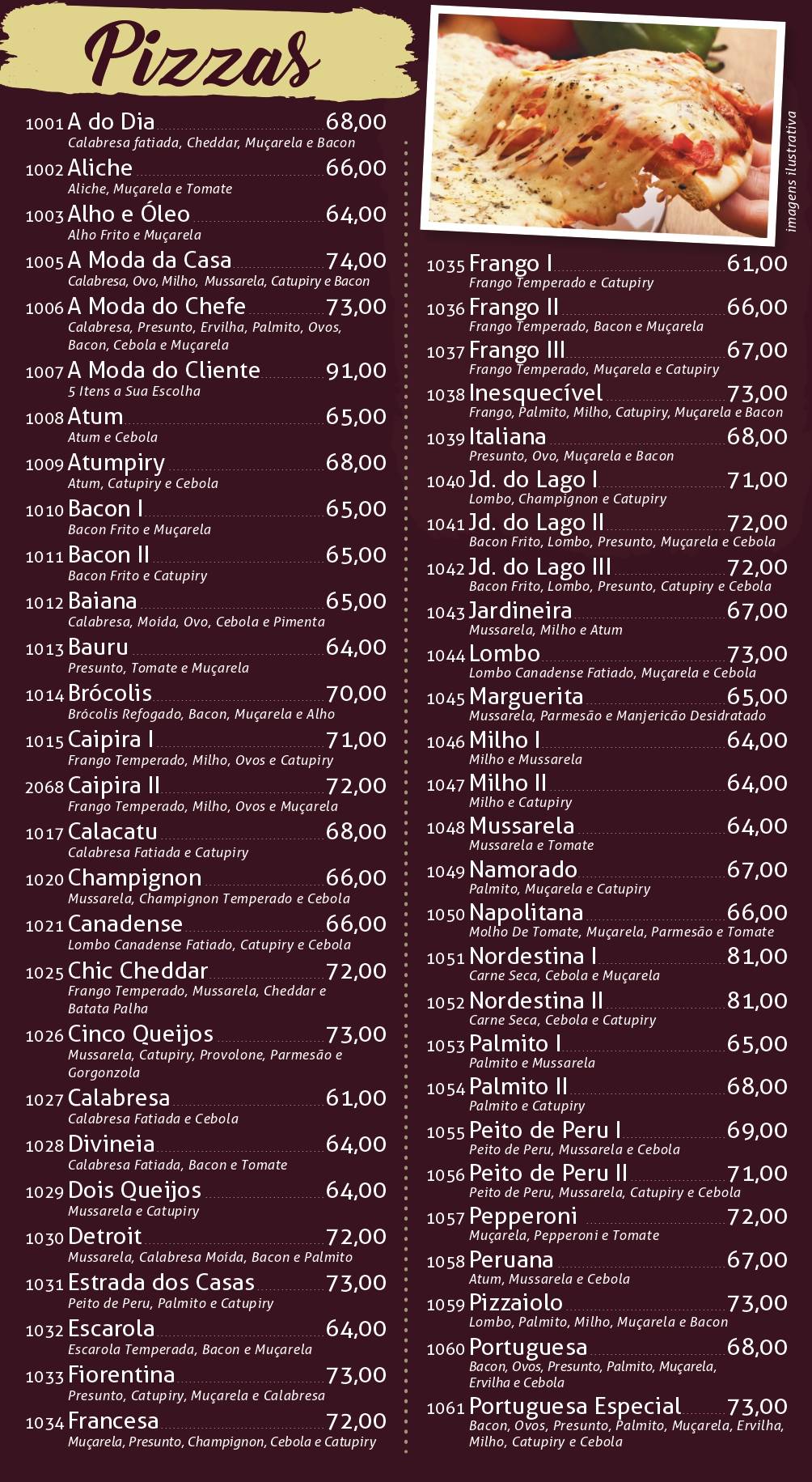 Padaria Fornaria do Lago cardápio