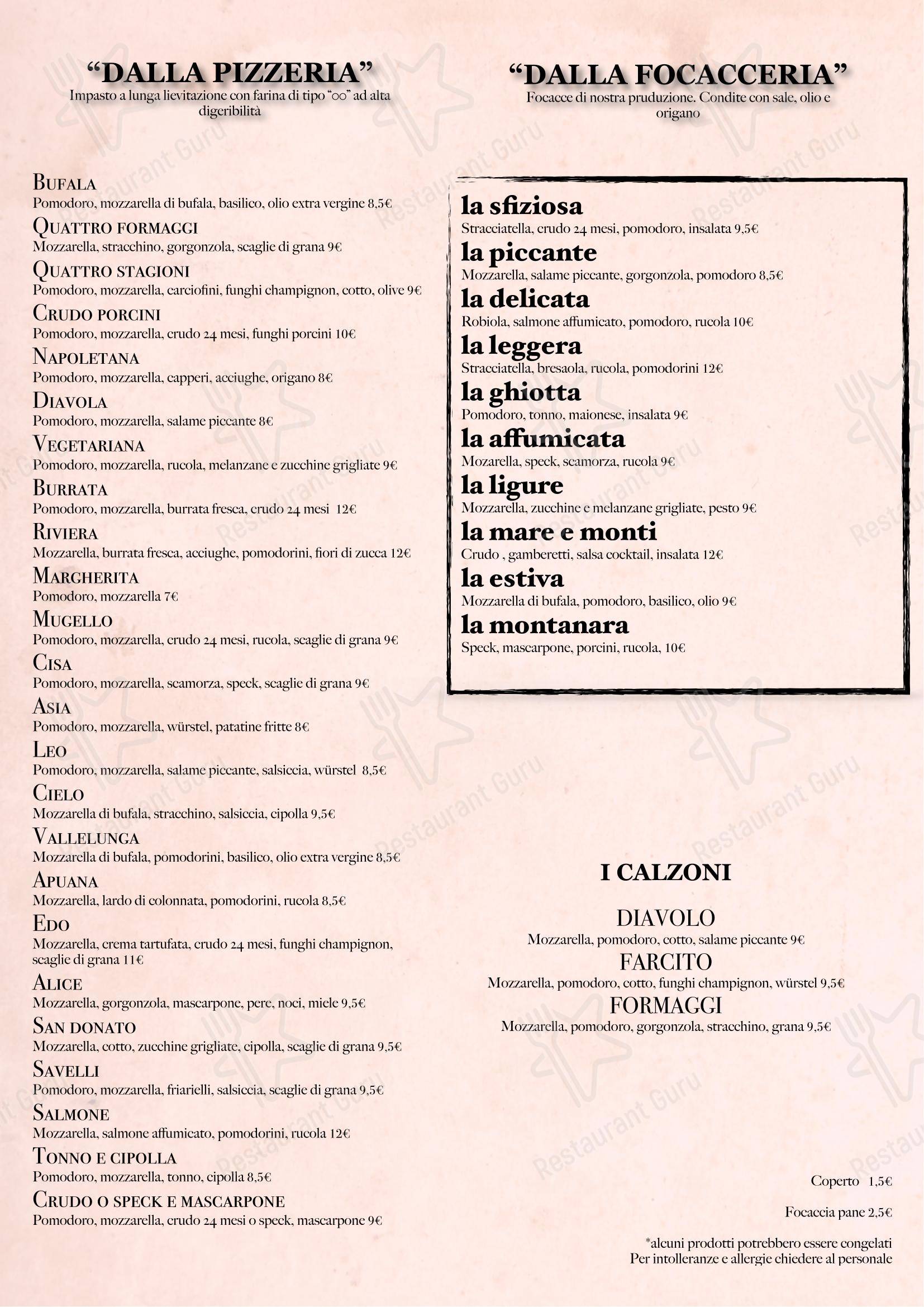 Menu per Paddock in Sarzana
