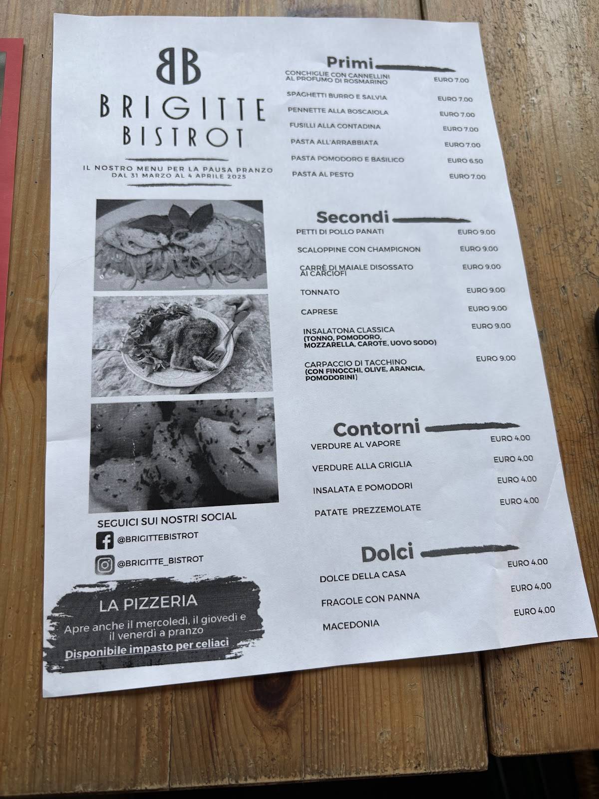 Menu di Brigitte Bistrot & Cafè e Pizzeria 