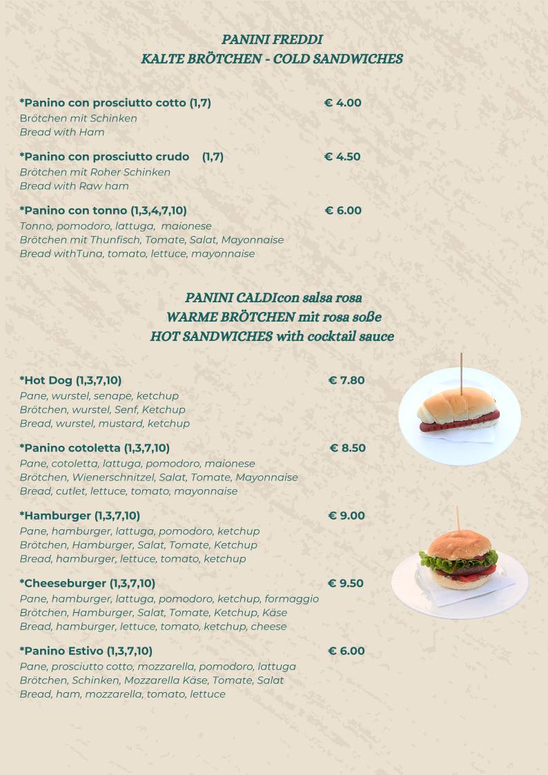 Menu di Pagoda Beach Bar Ristorante 