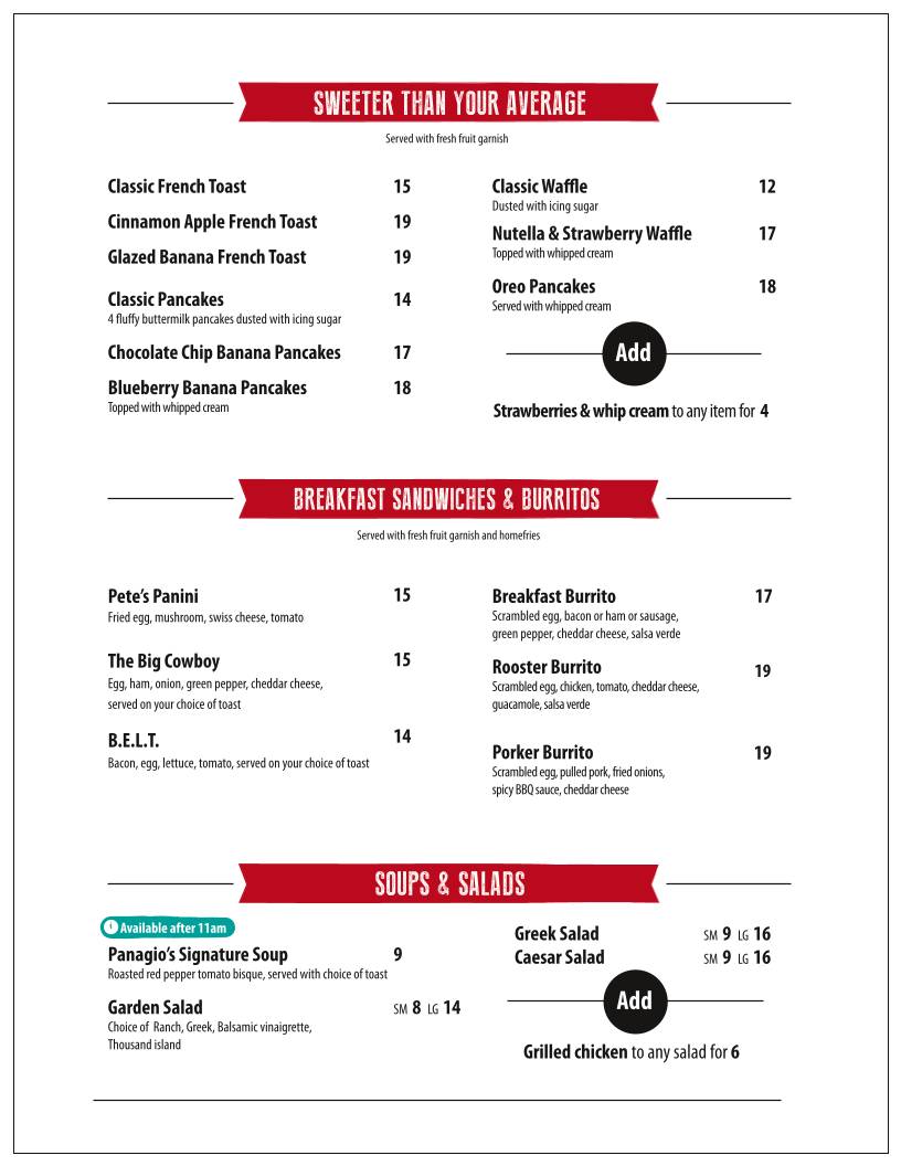Menu de Panagio's All Day Grill