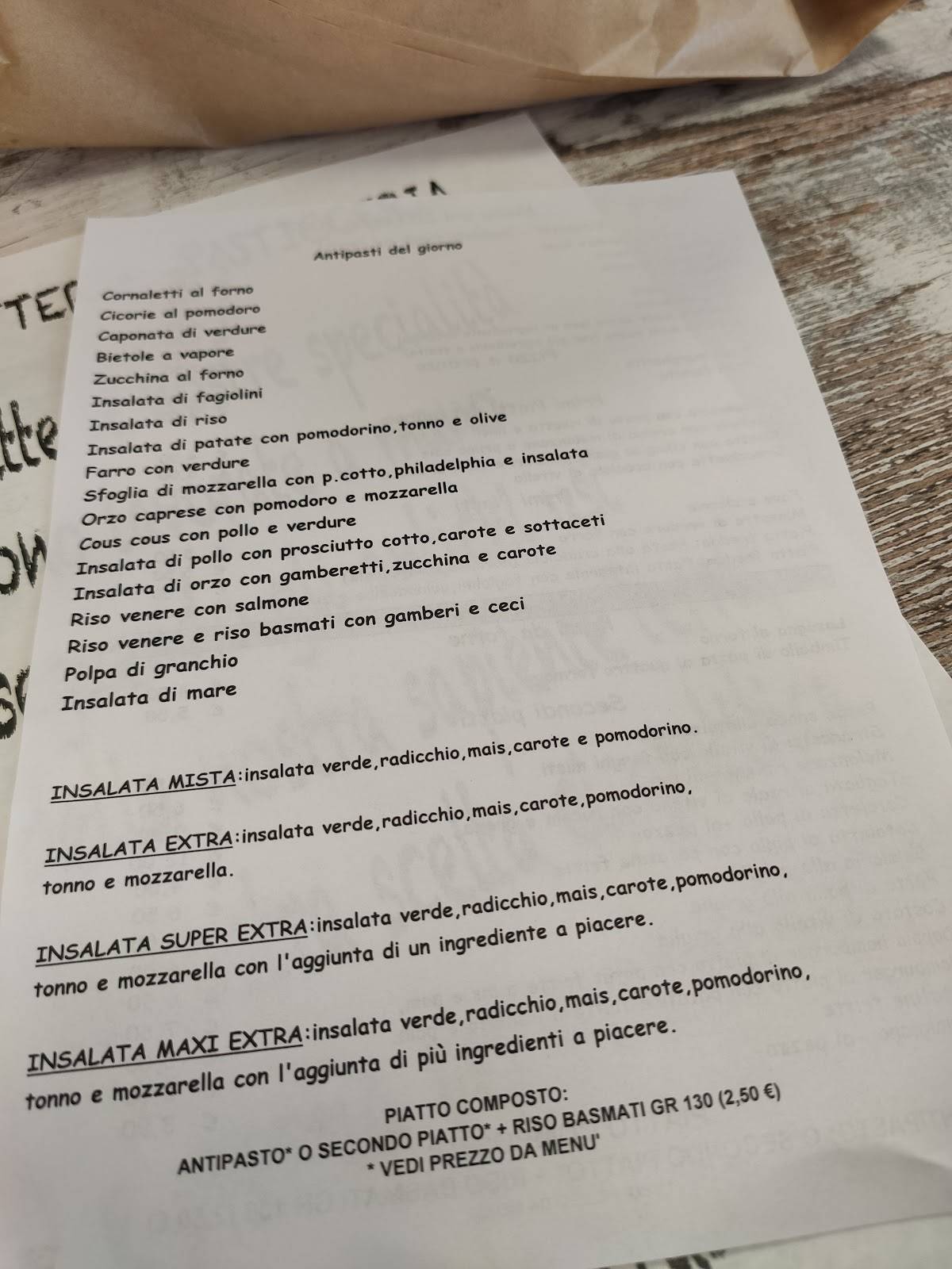 Menu di Pane & Co. 