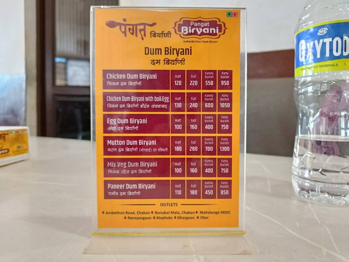 Pangat Biryani Point menu