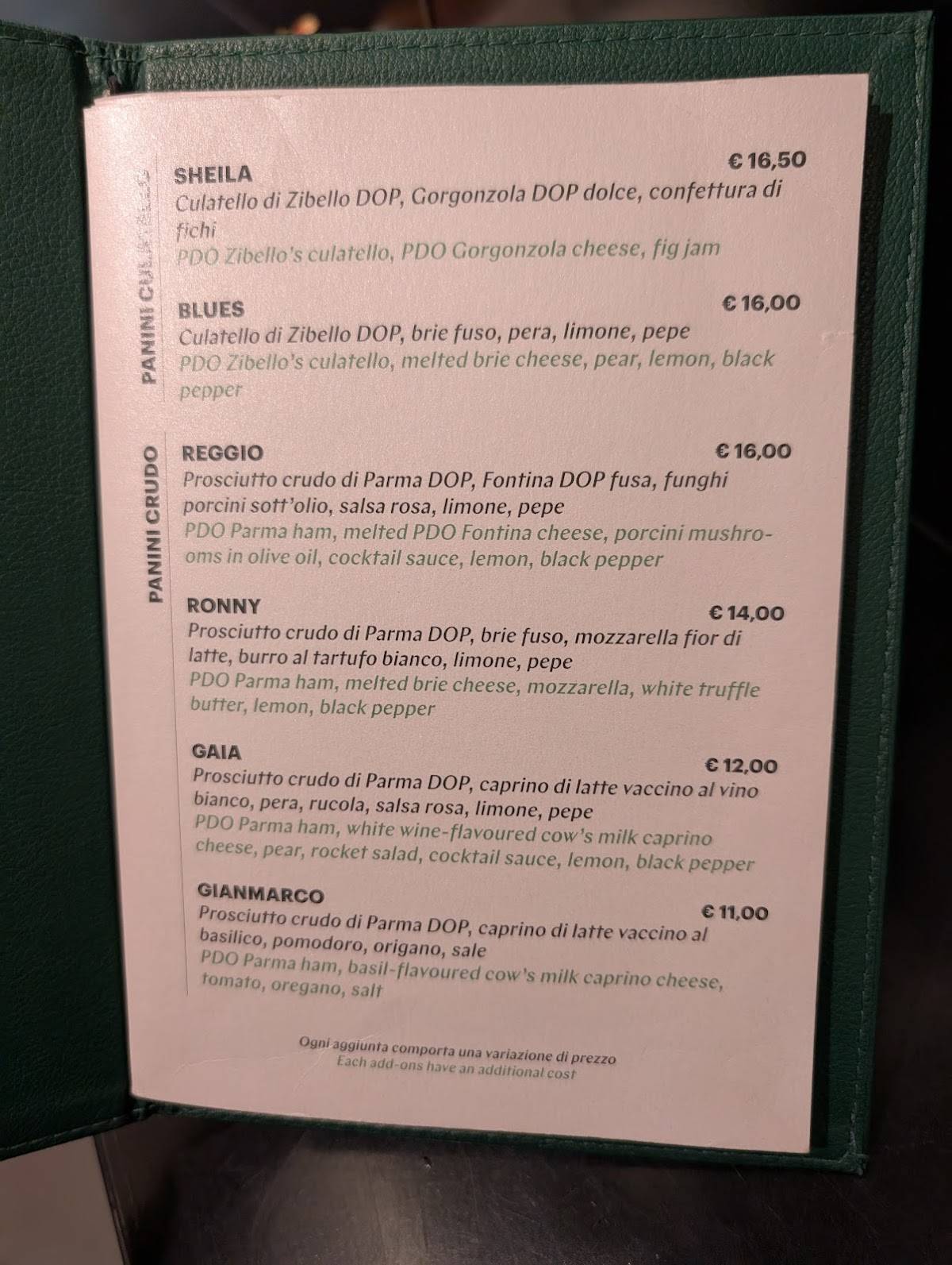 Menu di De Santis / Roma Rinascente Tritone 
