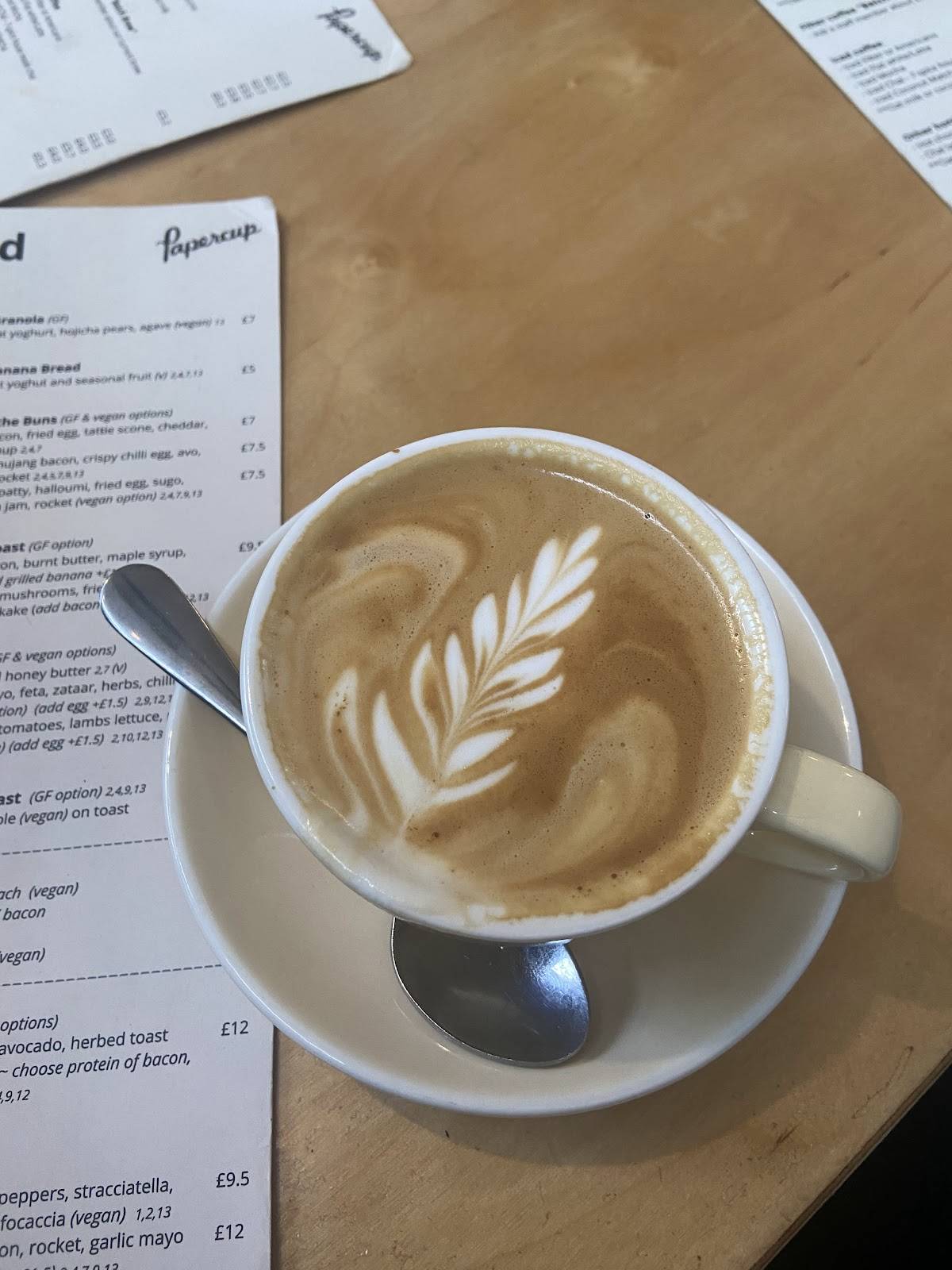 Menu at Papercup Coffee Company cafe, Glasgow, 603 Great Western Rd