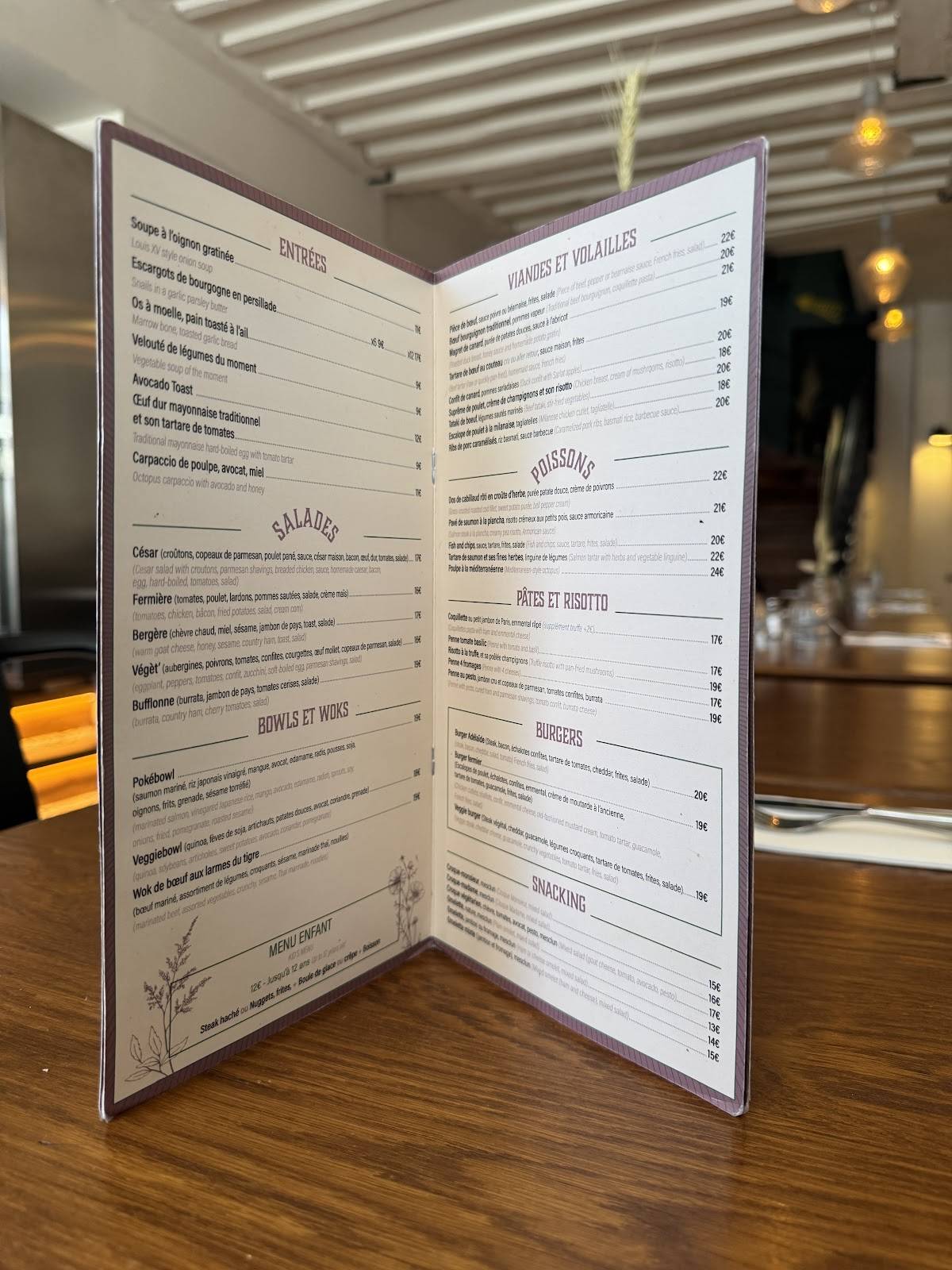 Menu de Adélaïde