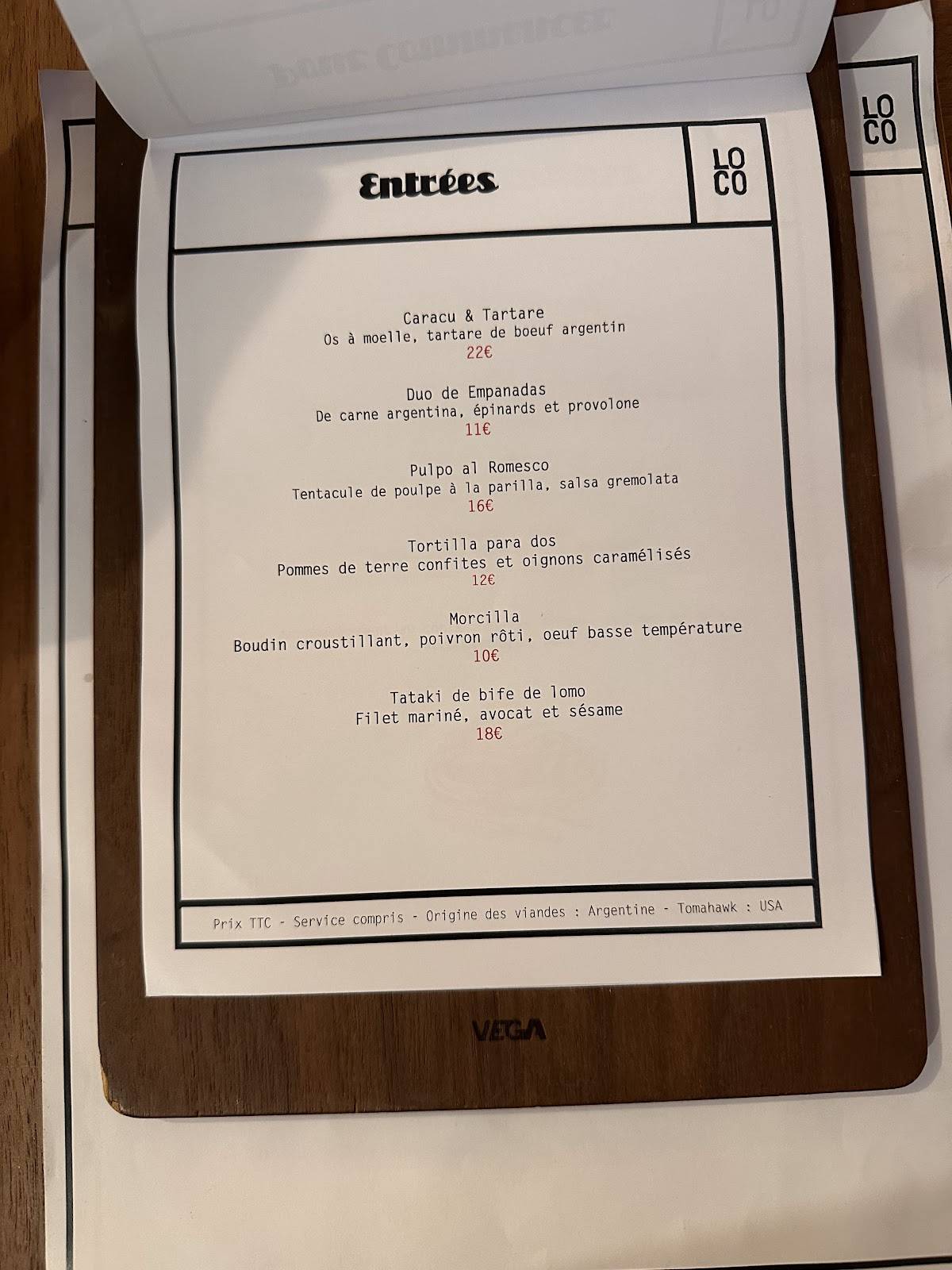 Menu de LOCO