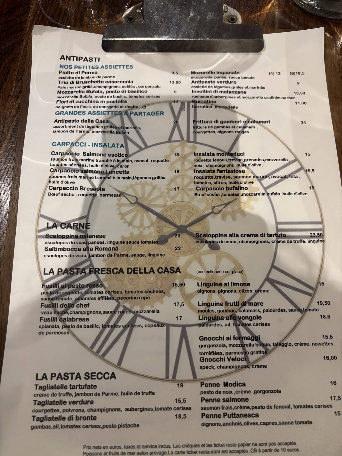 Menu de Lancetta