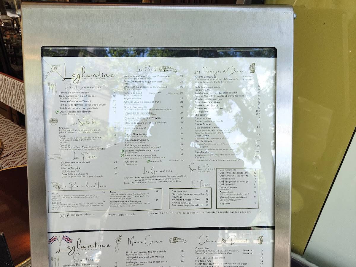 Menu de L'églantine