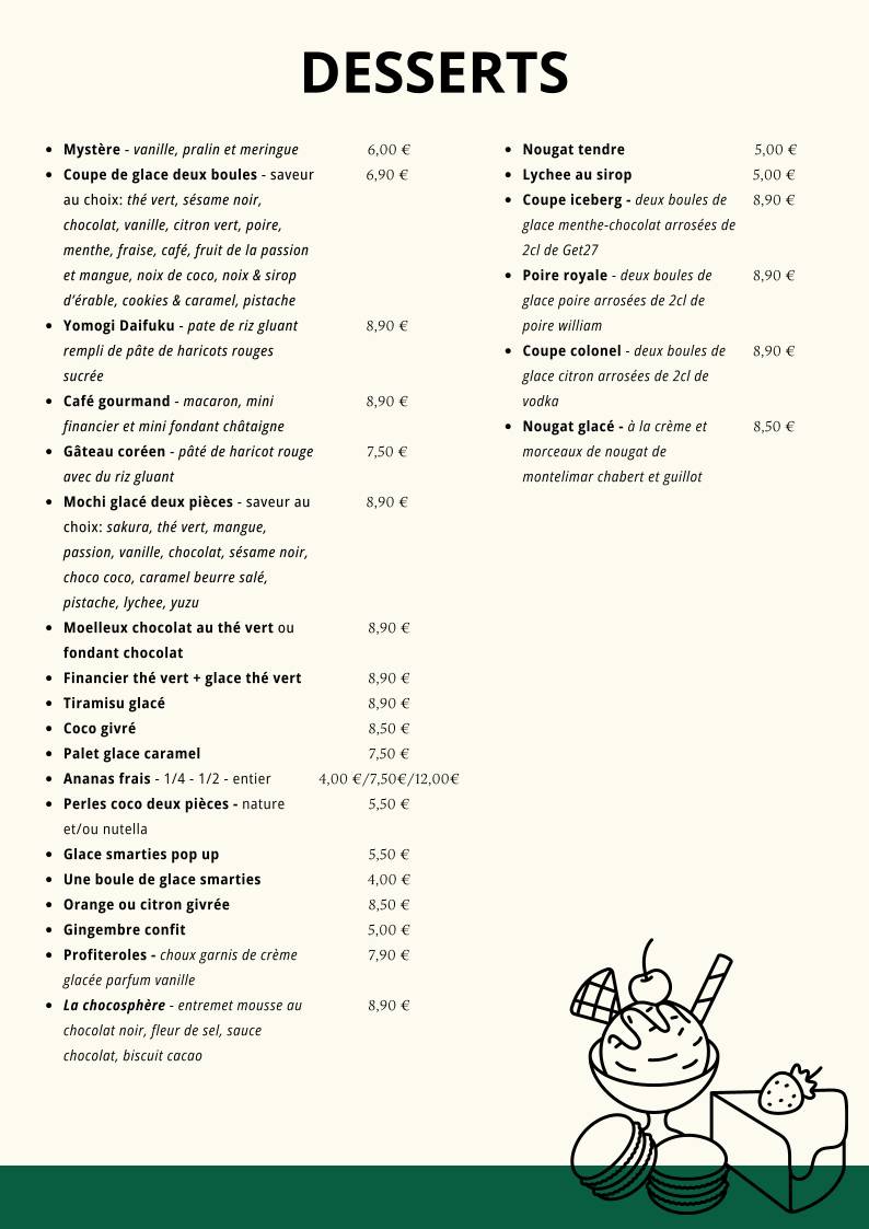 Menu de Shingané