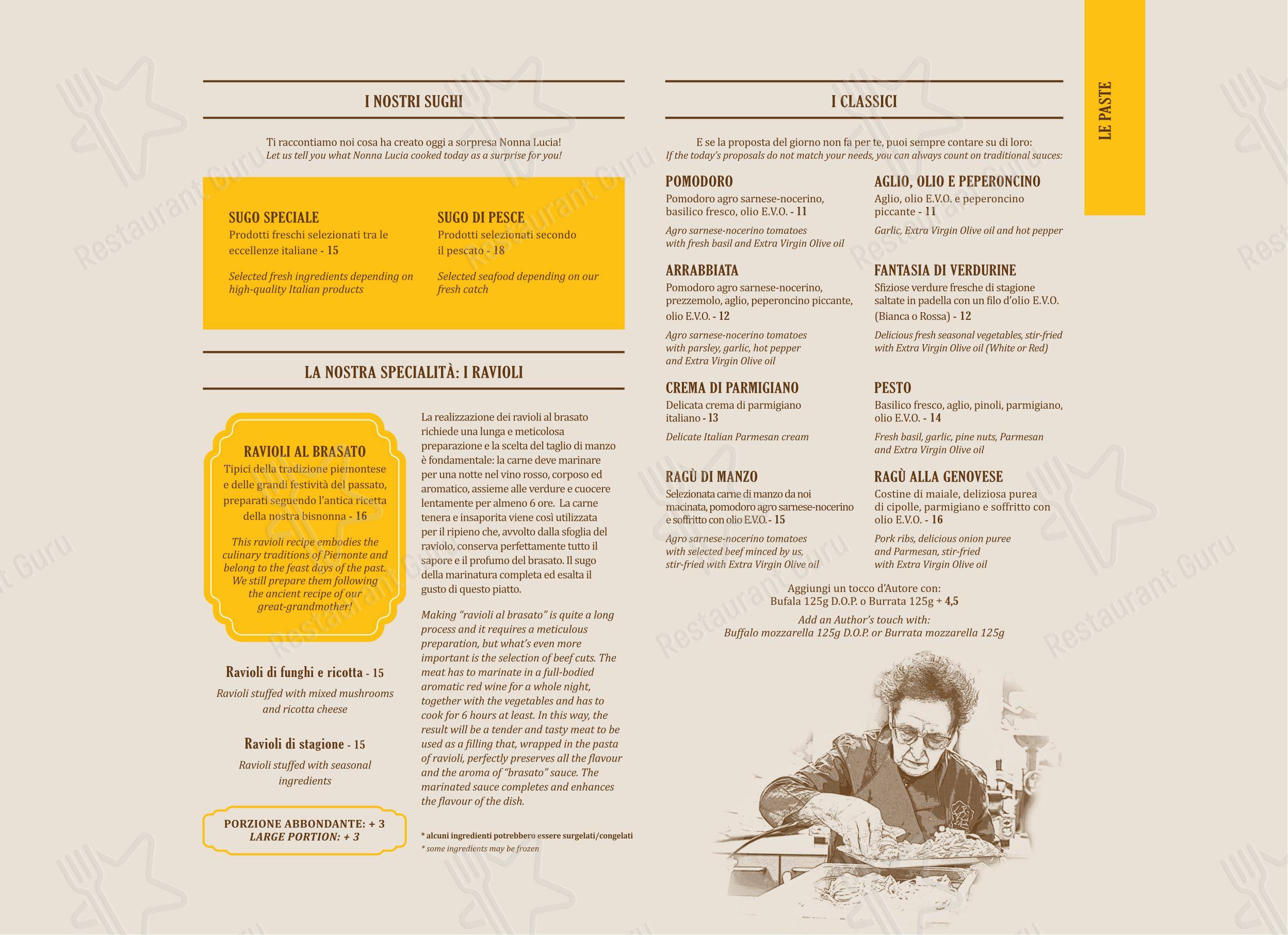 Menu per Pasta d’Autore ristorante