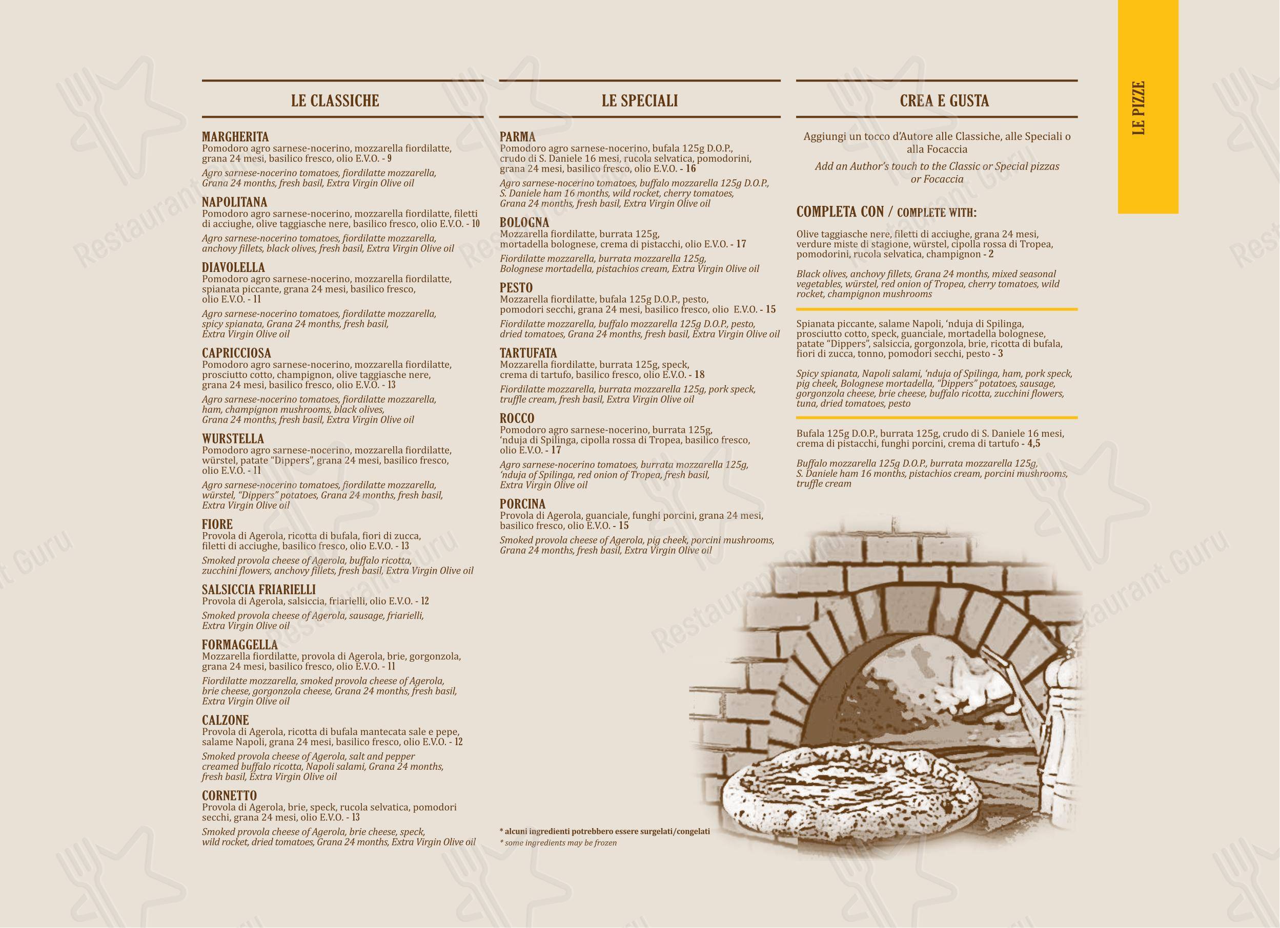 Menu per Pasta d’Autore in Milano