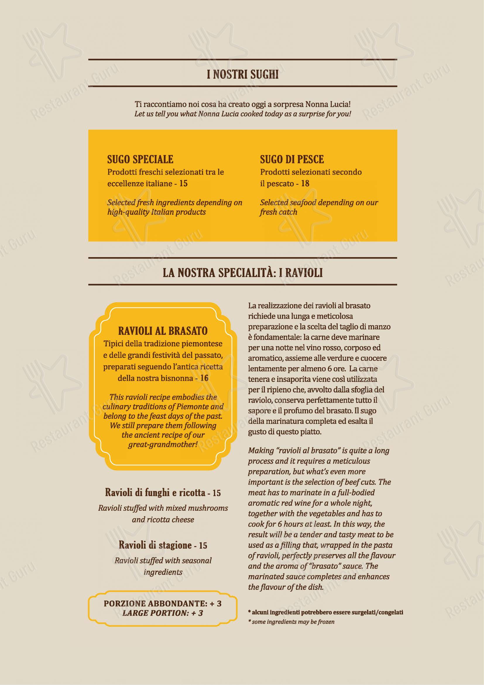 Menu di Pasta d’Autore - Основное меню