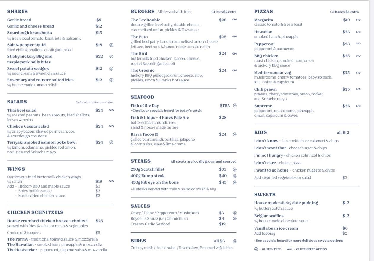 Menu at Paterson Tavern & Bistro pub & bar, Paterson