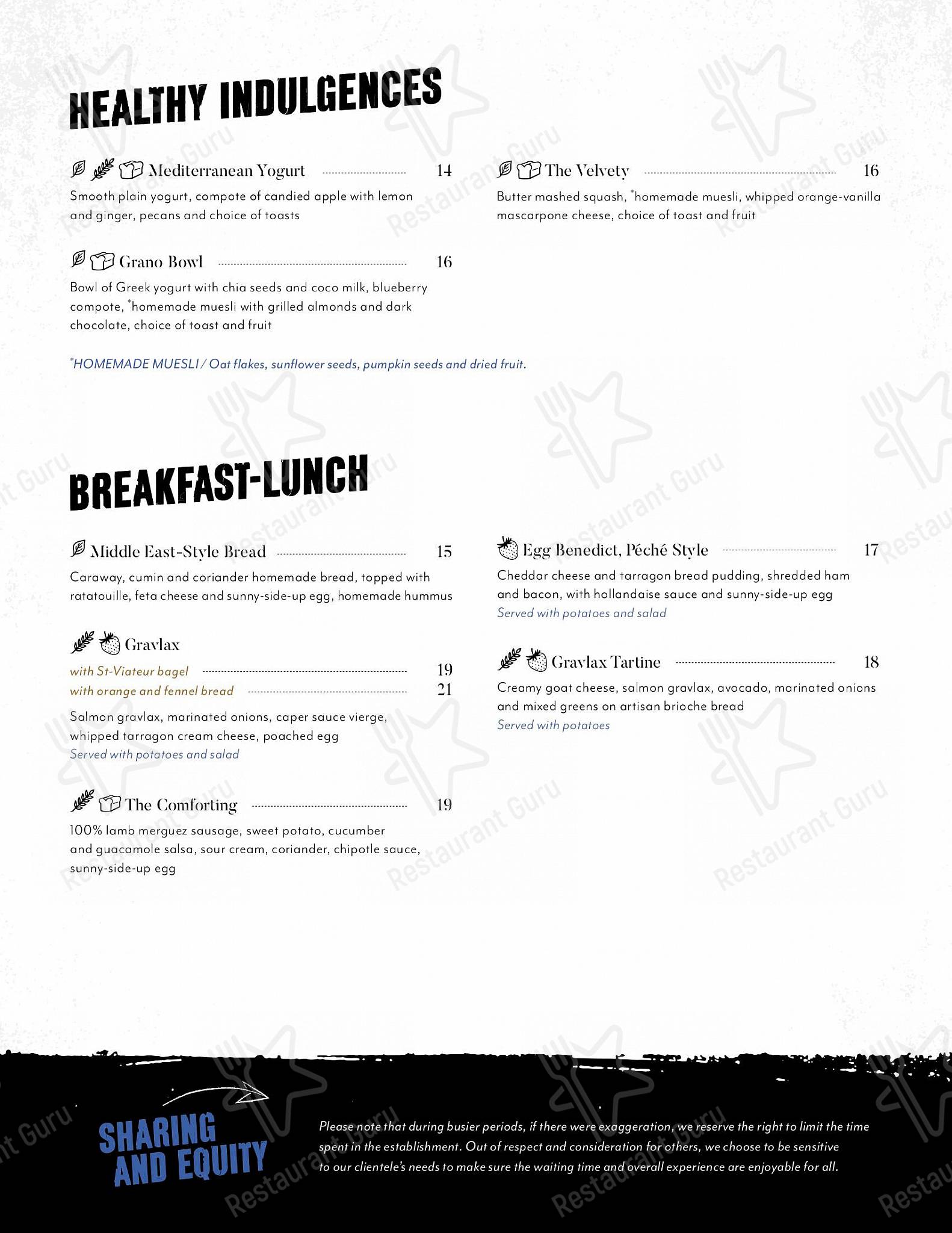 Péché Matinal dans Longueuil - Menu