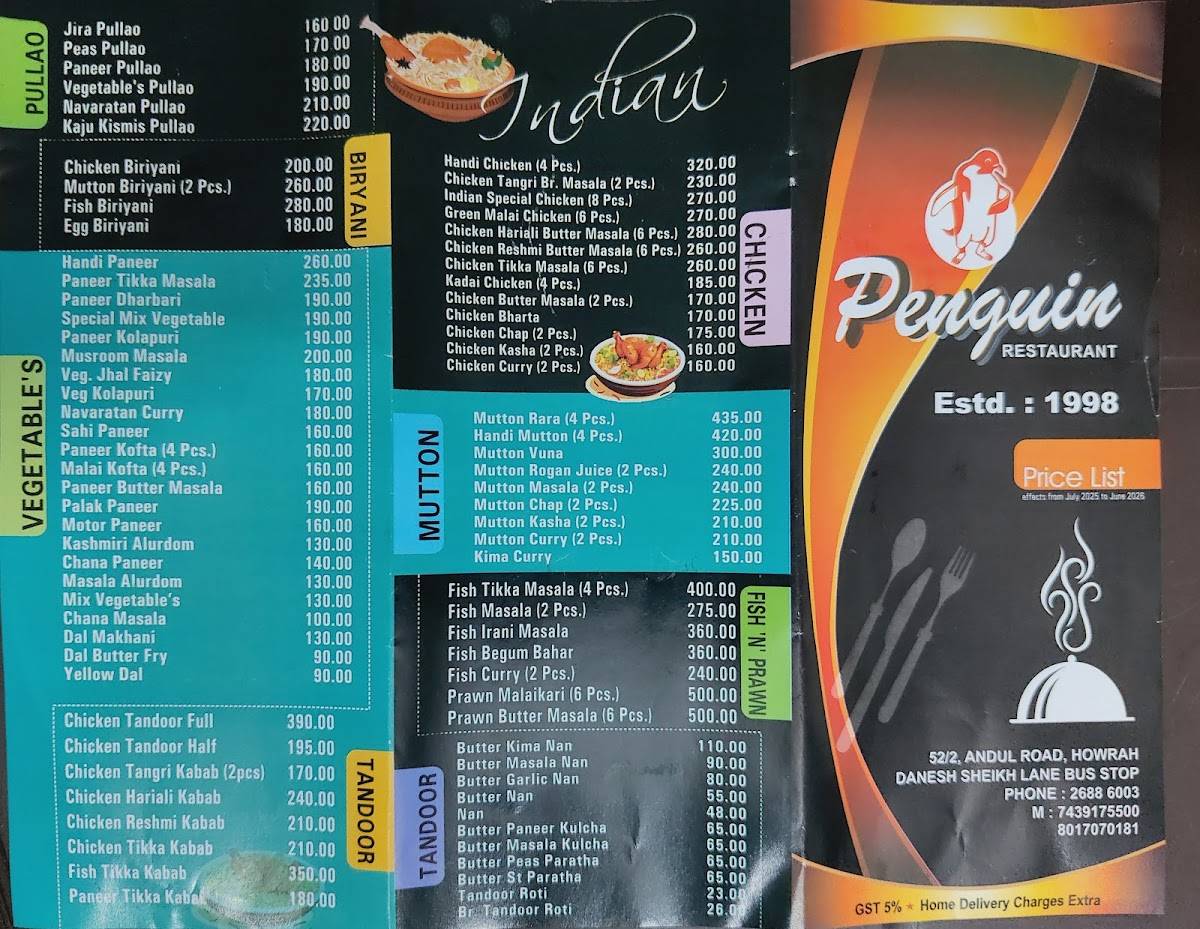 Penguin Restaurant menu