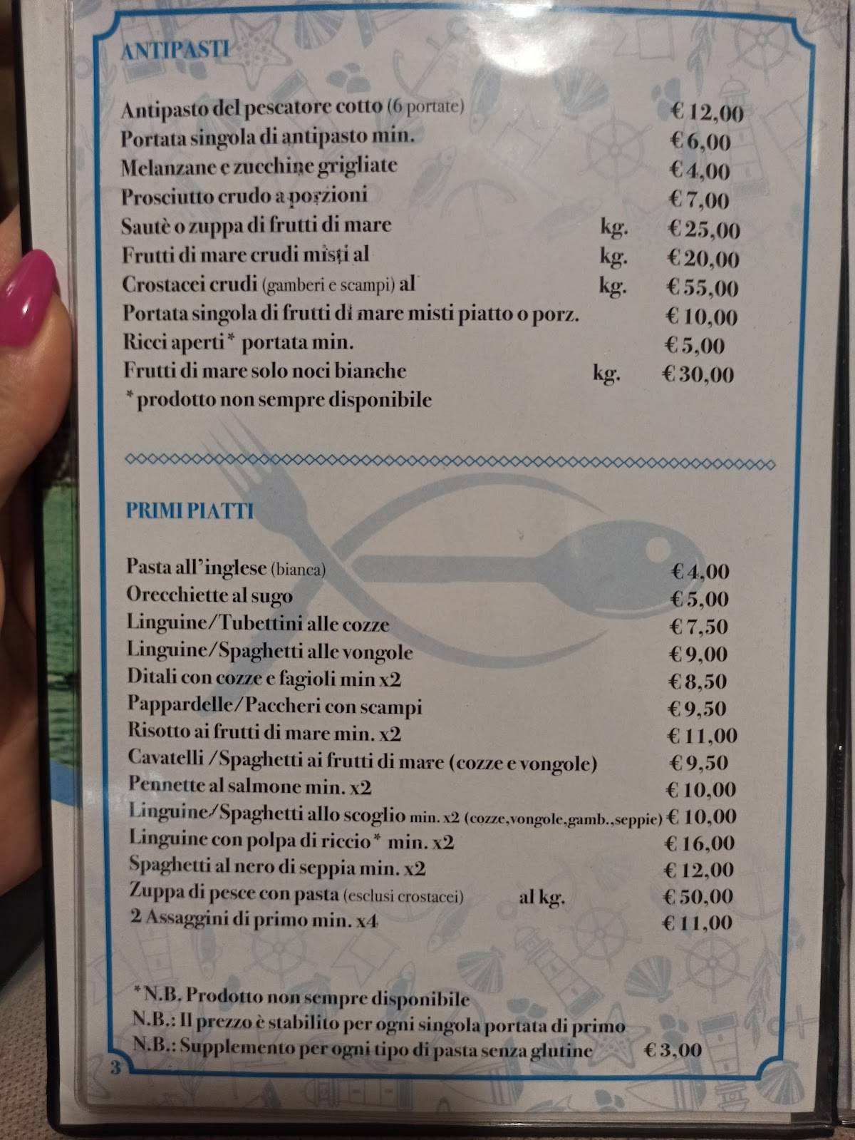 Menu di Pescheria Trattoria del Pescatore da Murianni 