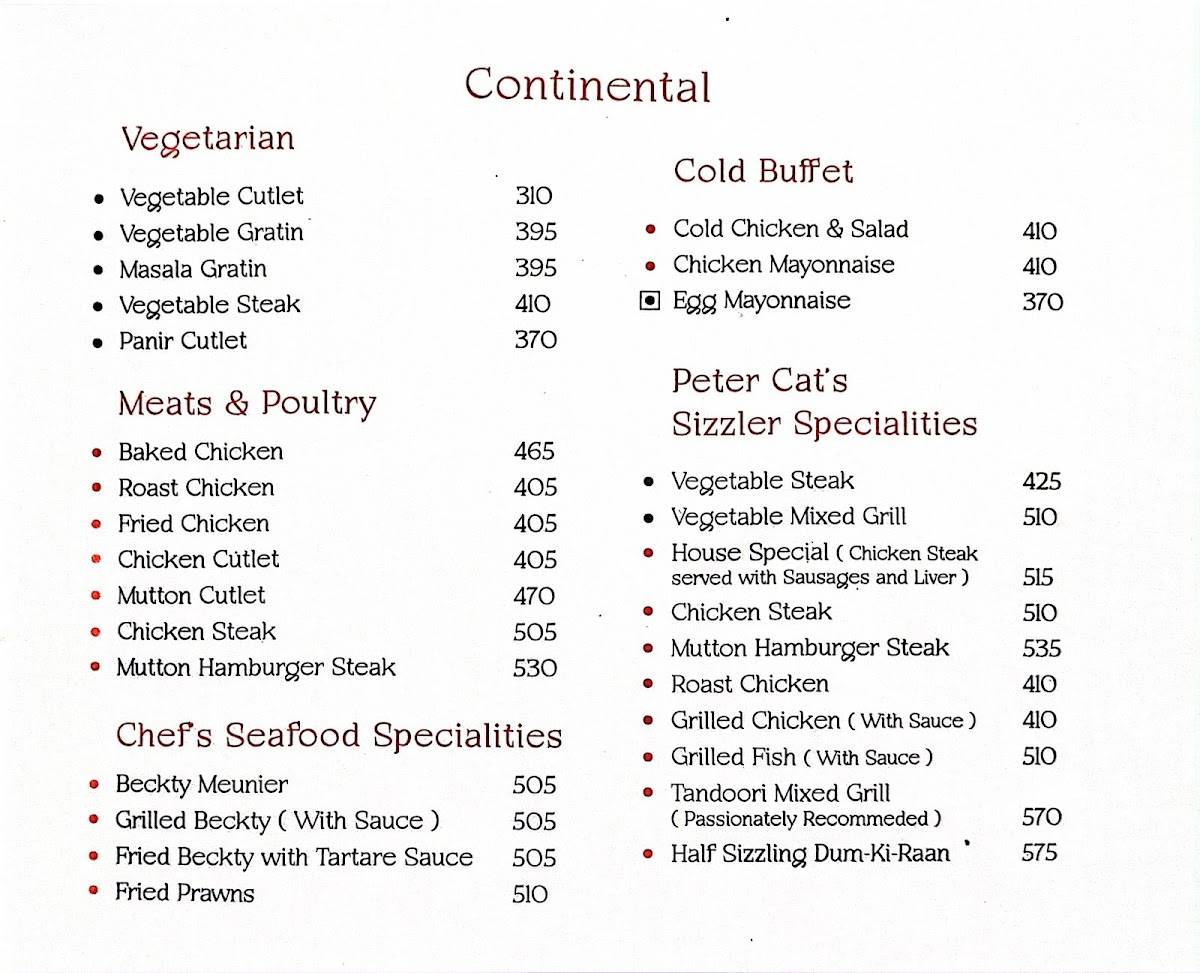 Peter Cat menu
