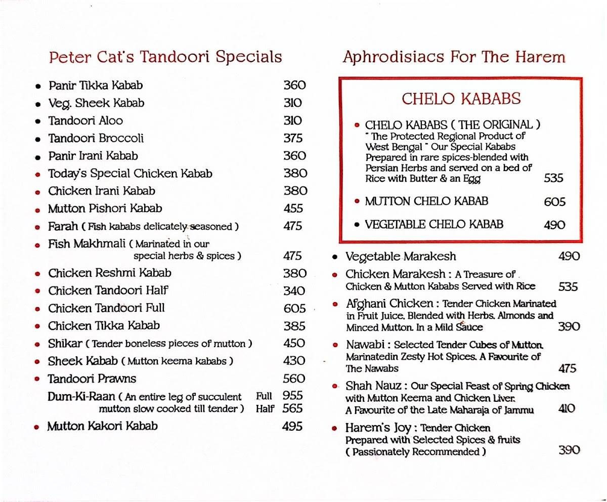 Peter Cat menu