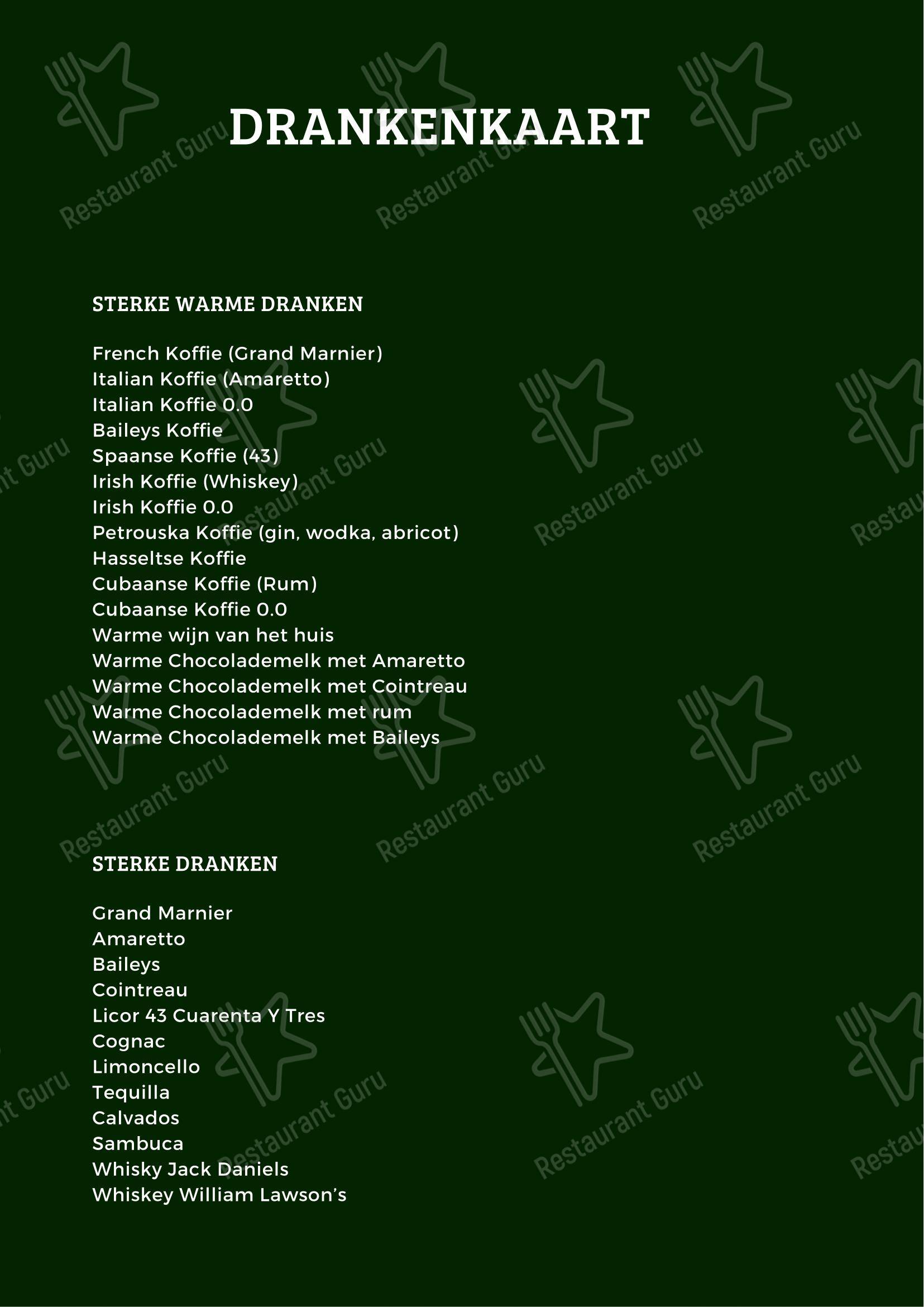 Menu pour Petrouska restaurant
