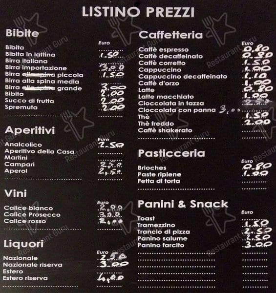 Menu di Bar Gelateria Pezzotti Roma 