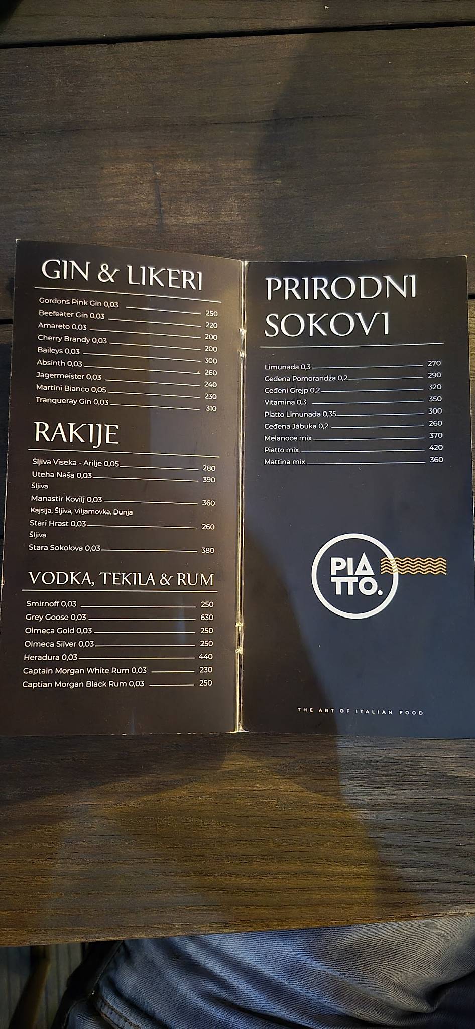 Menu de Piatto