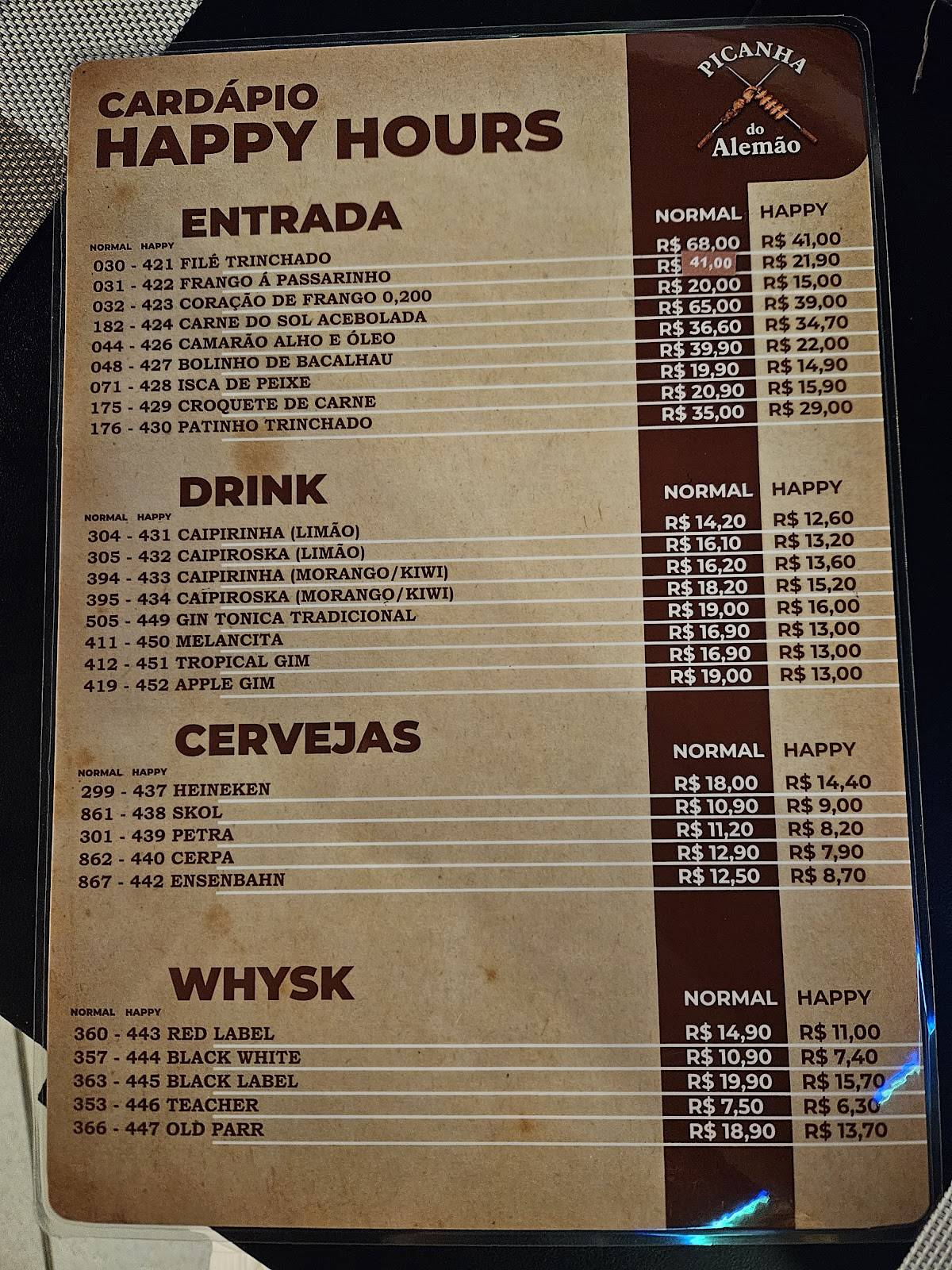 Picanha do Alemão cardápio