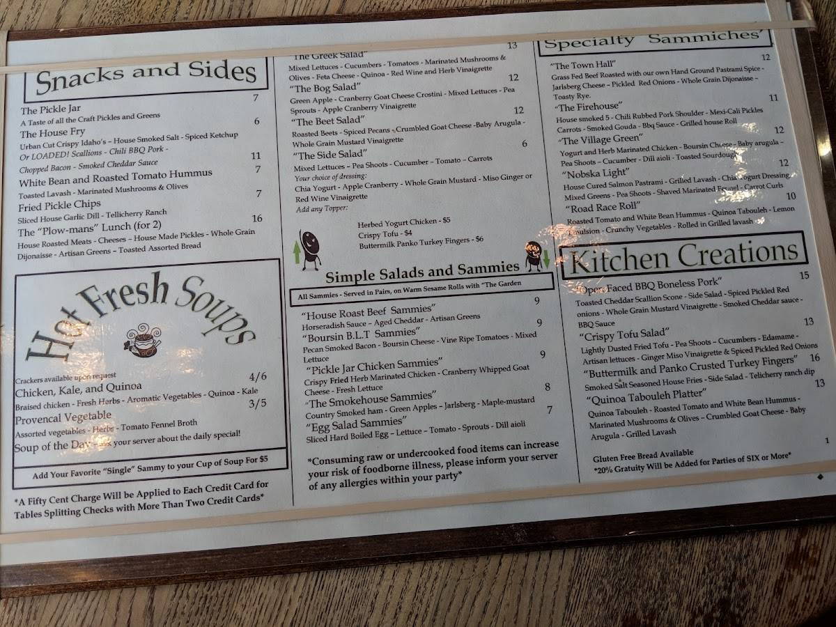 Menu at Pickle Jar Kitchen cafe, Falmouth