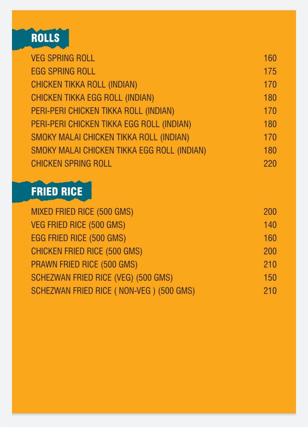 Pickmeal menu