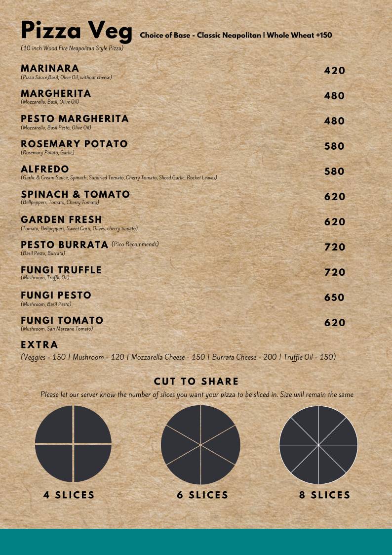 Pico - Pizzeria & Coffee Bar menu