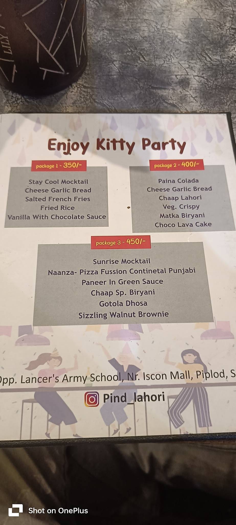 Pind Lahori Yaaro Daa Pind menu