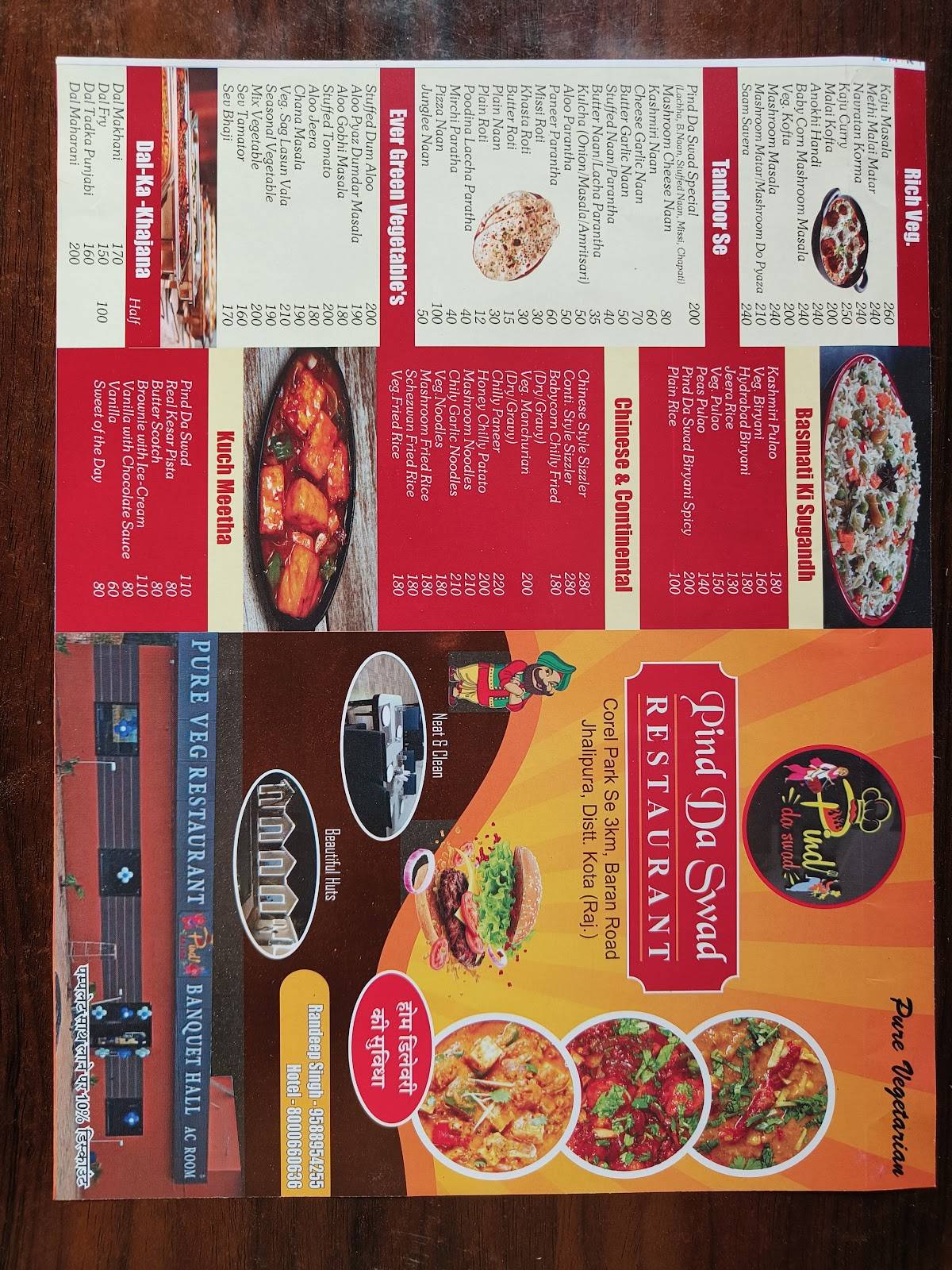 Pind da swad pure veg restaurant menu