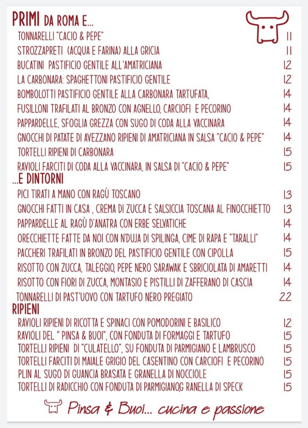 Menu di Pinsa e buoi dei...Parioli 