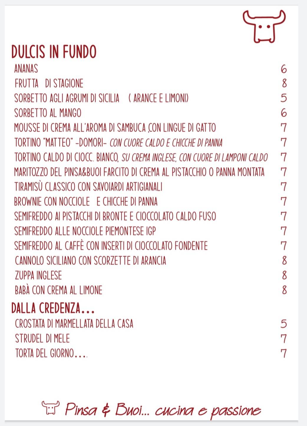 Menu di Pinsa e buoi dei...Parioli 