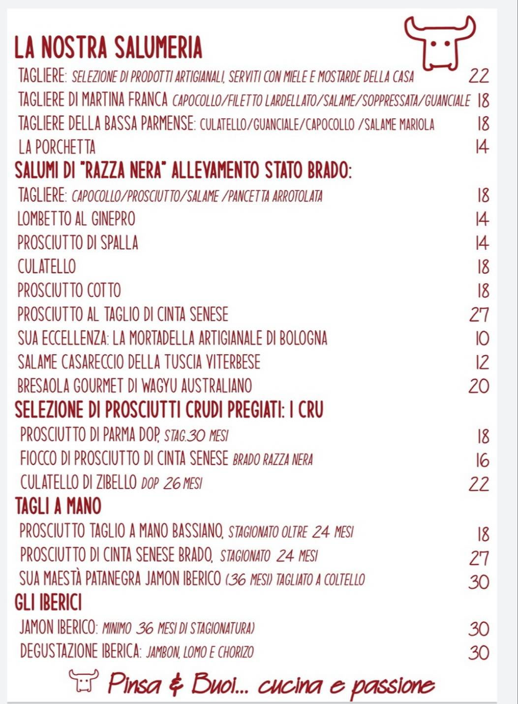 Menu di Pinsa e buoi dei...Parioli 
