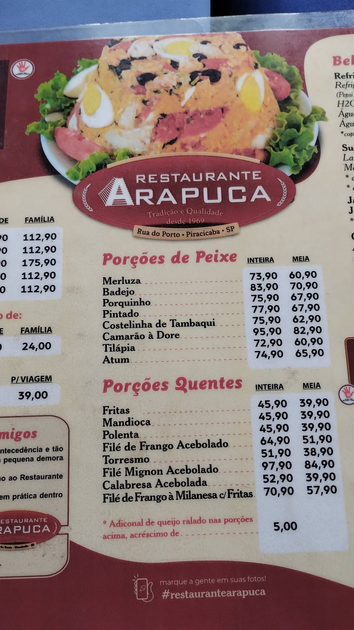 Restaurante Arapuca cardápio